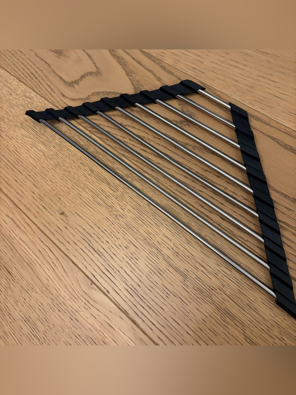 Over-the-Sink Stainless Steel Roll-Up Dish Drying Rack - Black silicone Trim